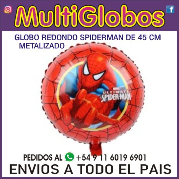 GLOBO REDONDO SPIDERMAN DE 45 CM   METALIZADO